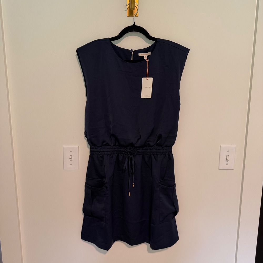Skies Are Blue Navy Blue Sleeveless Cargo Mini Dress NWT Medium